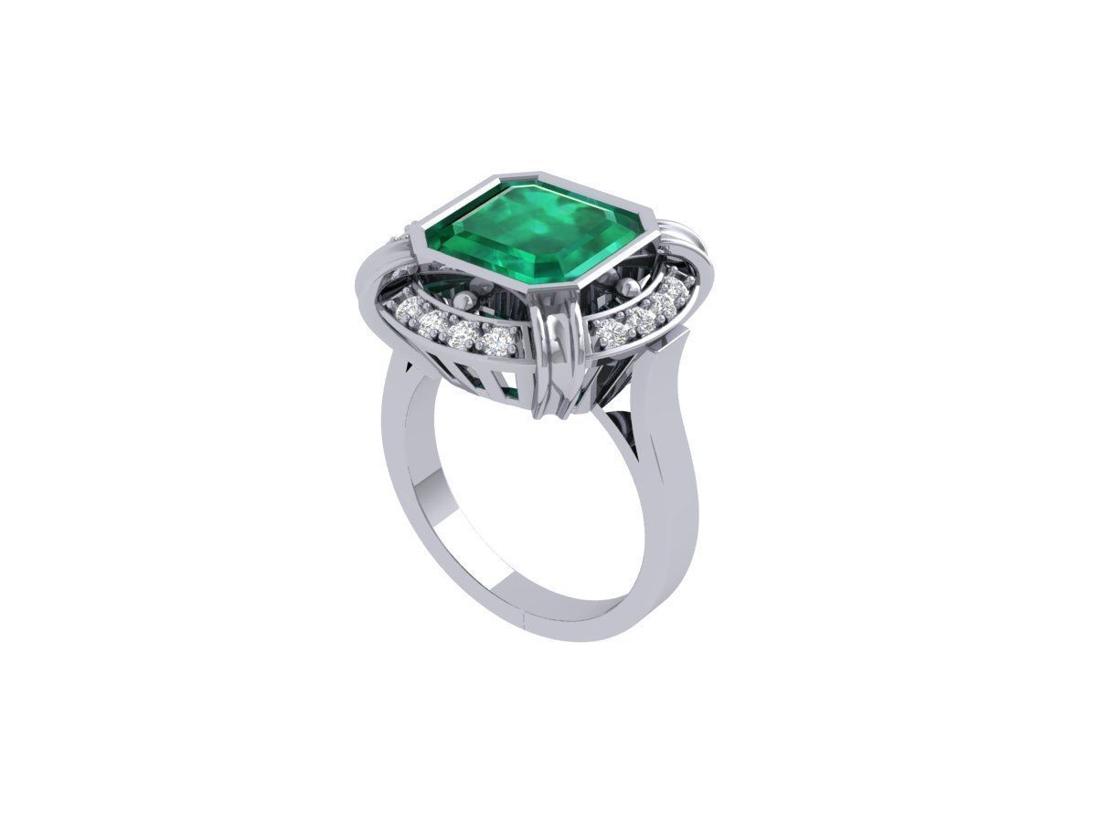 Asscher Art Deco Ring 3D print model_5