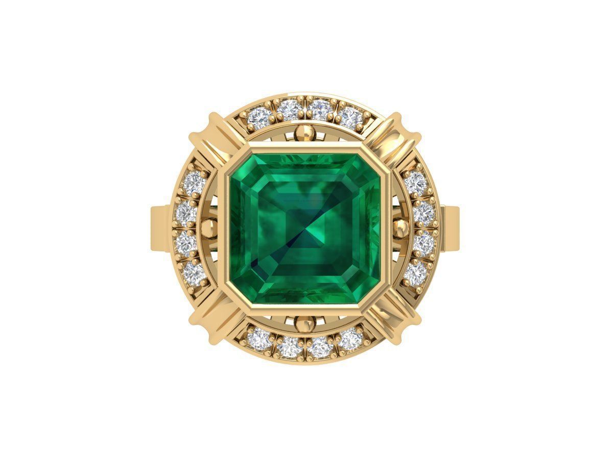 Asscher Art Deco Ring 3D print model_1