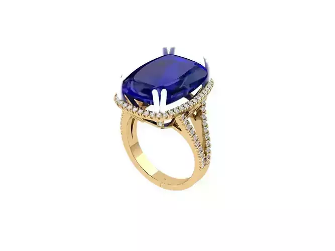 Cushion Solitaire Art deco Ring