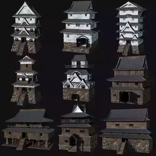 JAPANESE FORTRESS FORT TOWER WATCHTOWER WALLS FEUDAL COLLECTION
