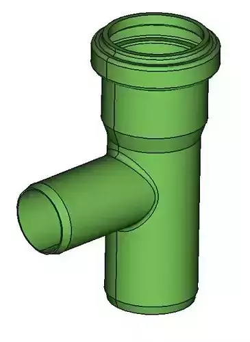 DN 50 GERADE MIT UEBERLAUFSTUTZEN DN40 DRUCKBAR 3D-DRUCKMODELL