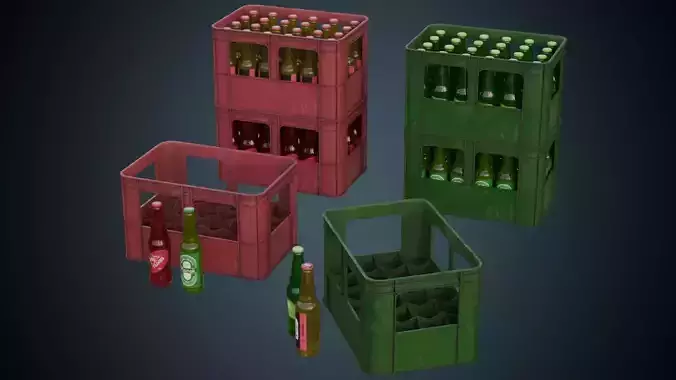 Plastic Crate 1B Low-poly 3D model