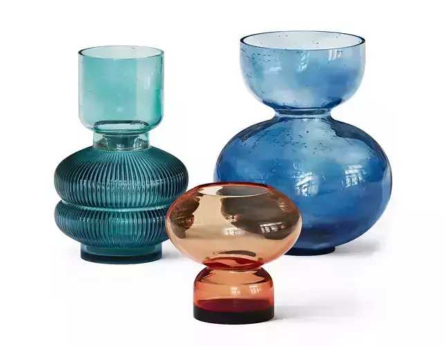 Set of colored glass vases