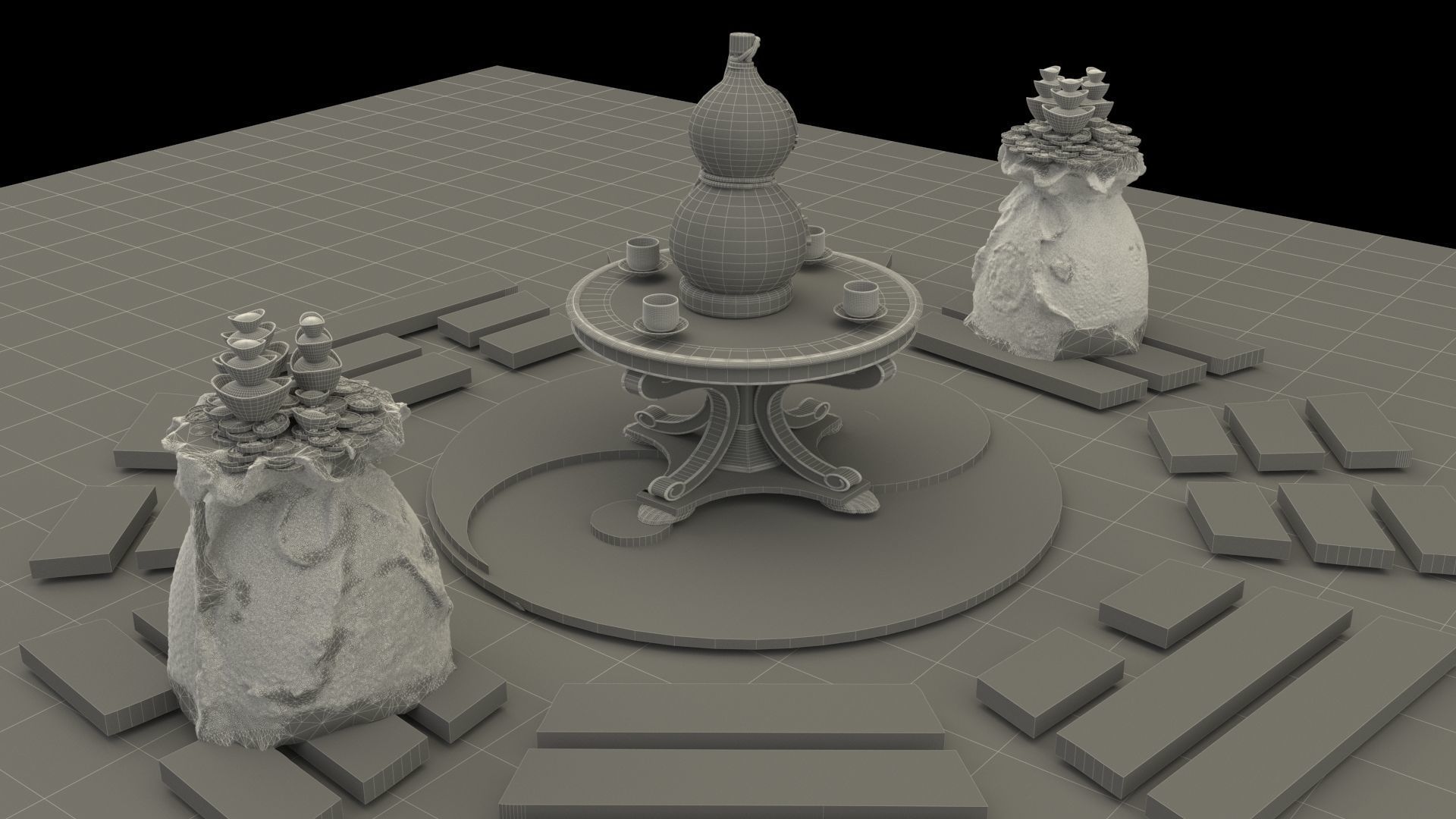 Chinese money bag 3D model_7