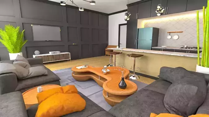 AR-VR Ready Modern House Low-poly 3D model