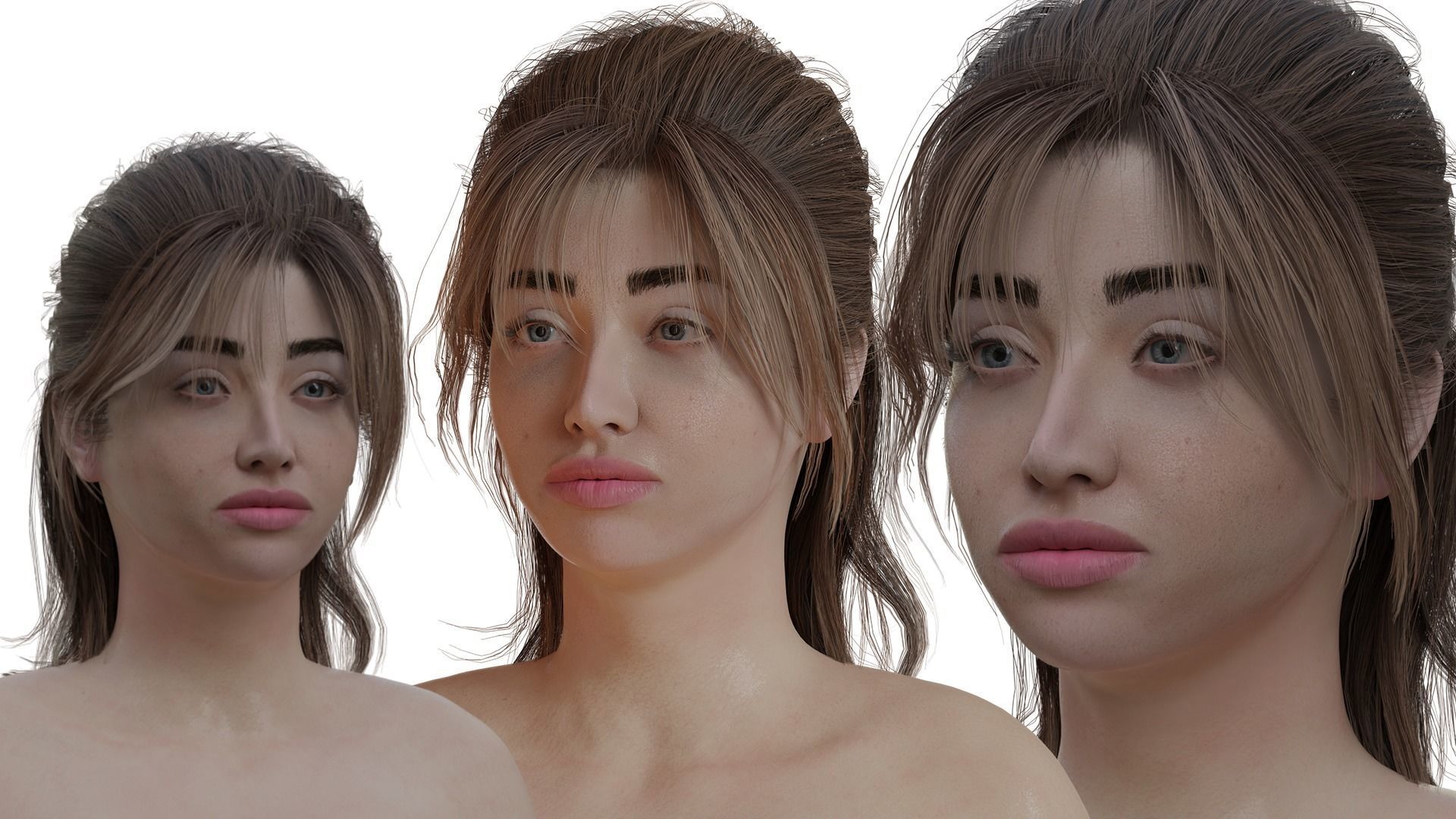 Realistic Female Rigged - Nude Girl - Advanced Body Rig Low-poly 3D model_2