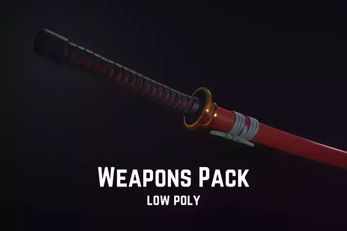 Samurai Weapons Pack Low-poly 3D model