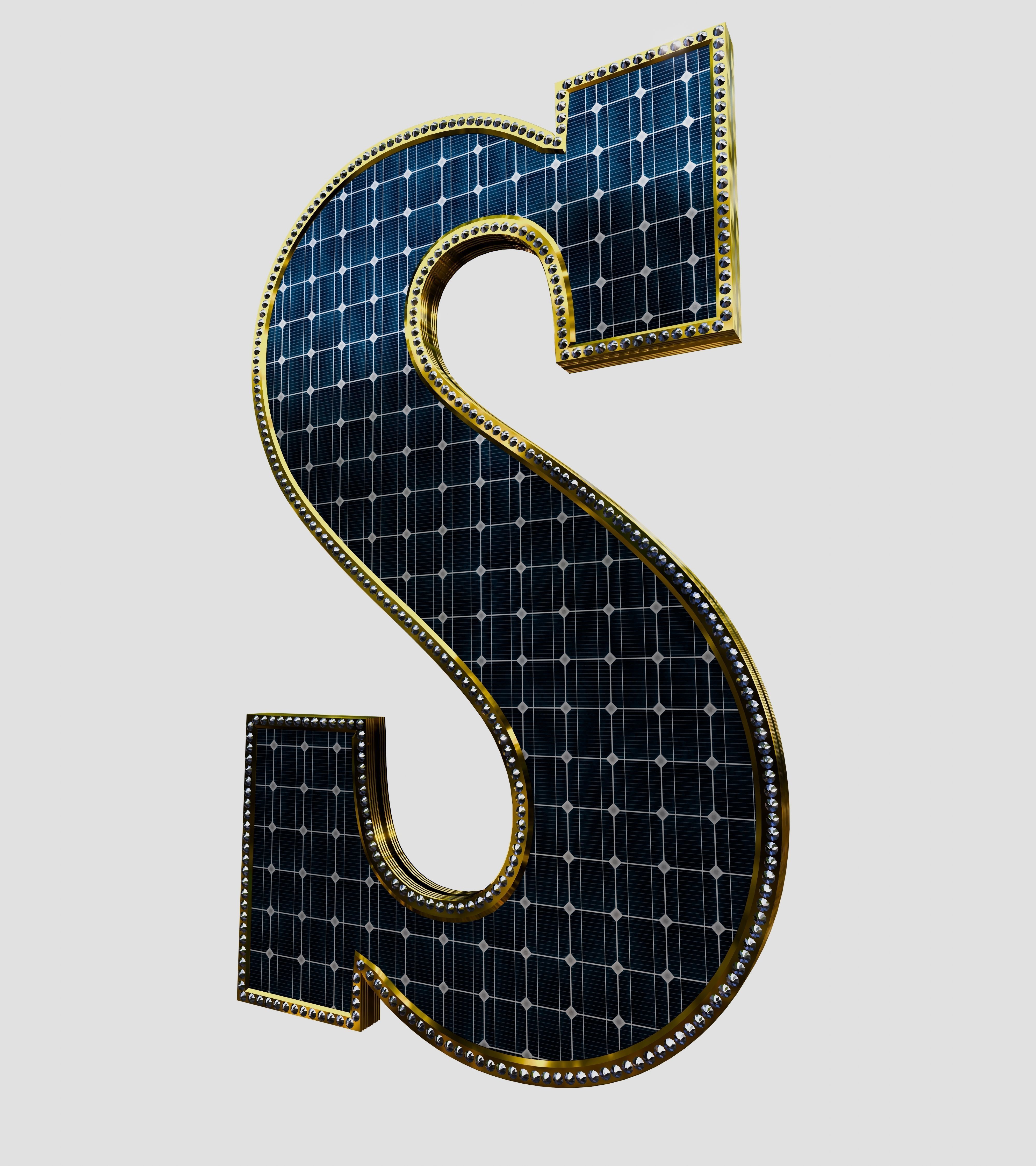 Solar Panel Letter - S 3D model_7