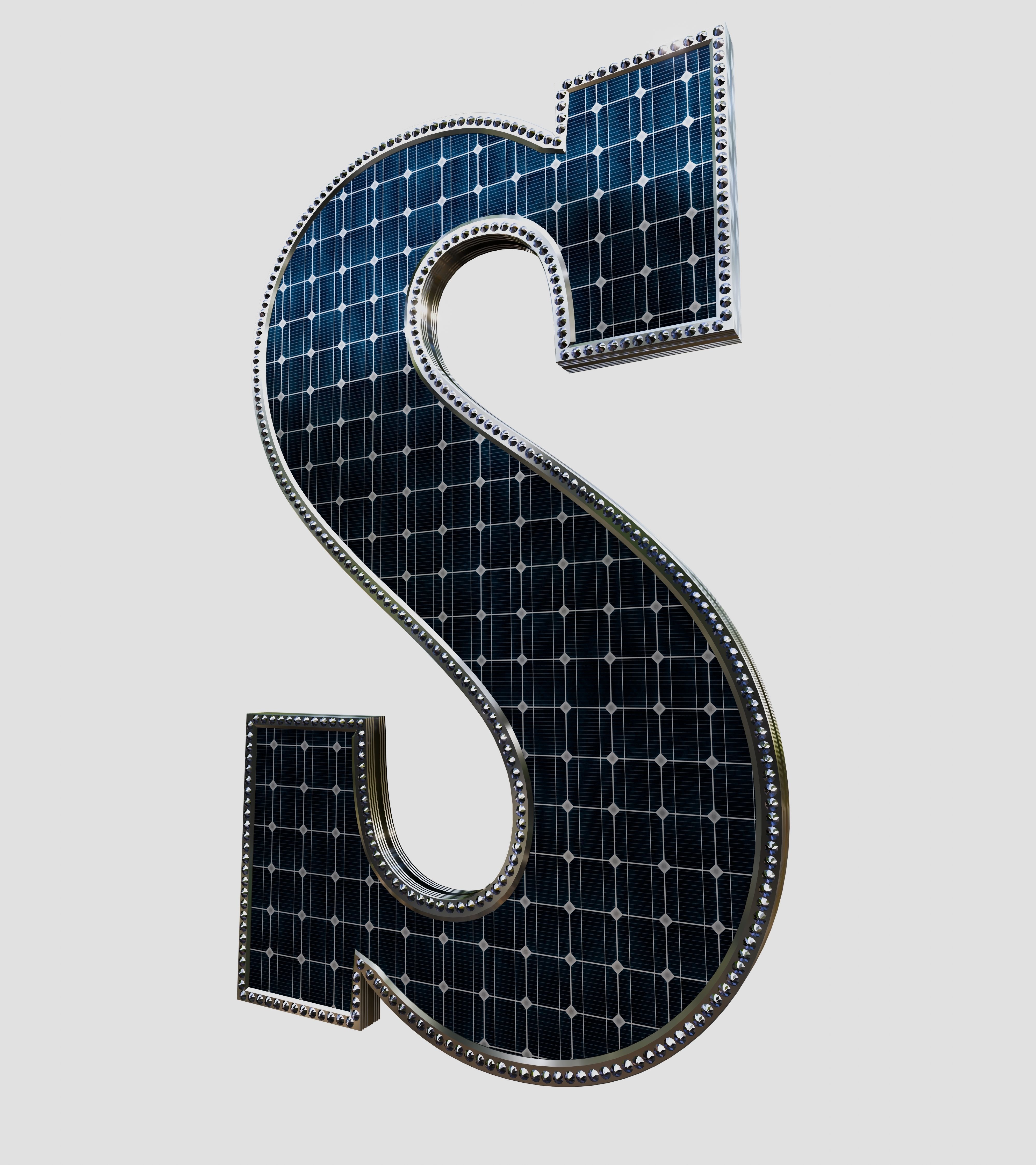 Solar Panel Letter - S 3D model_6