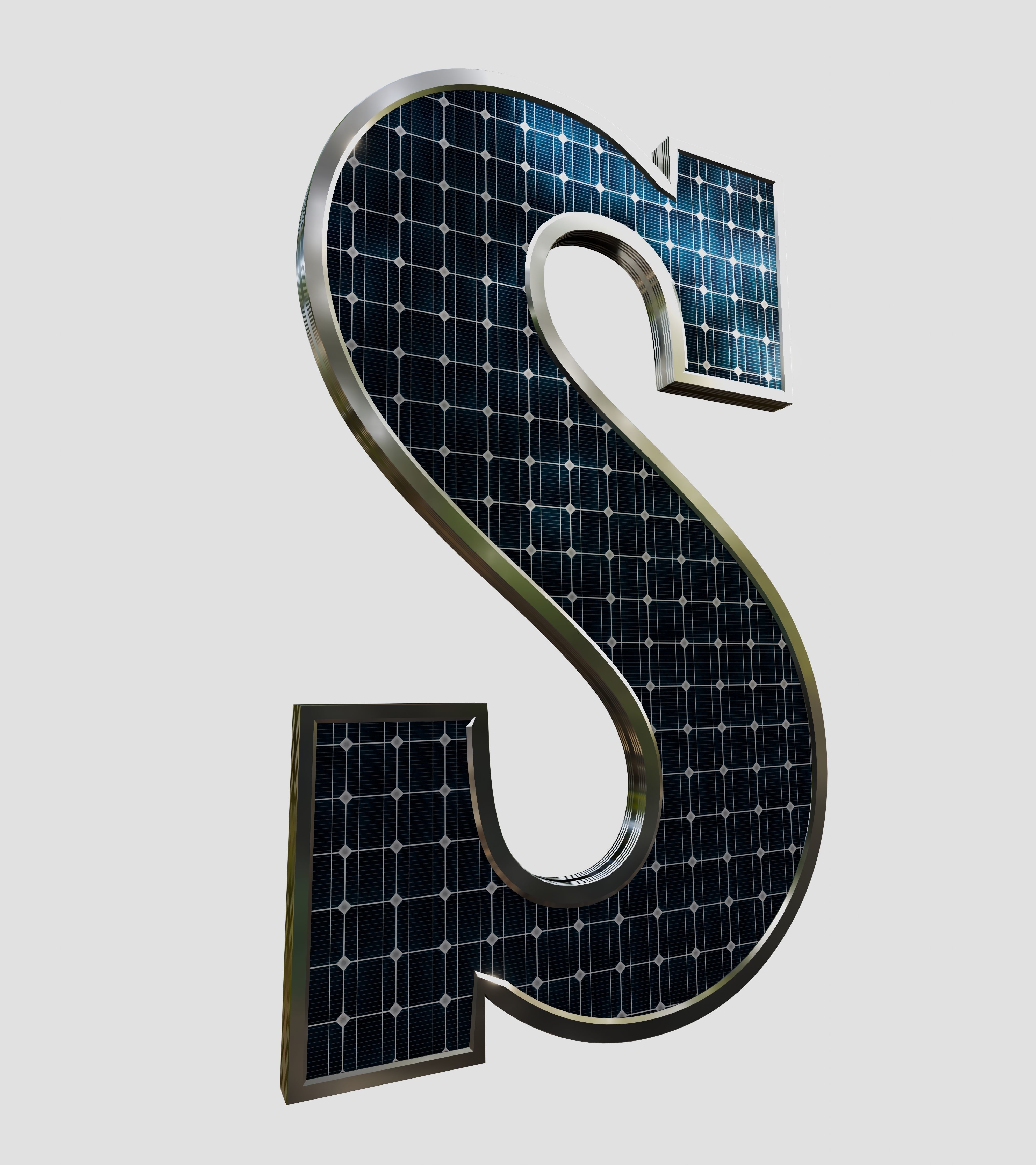 Solar Panel Letter - S 3D model_8