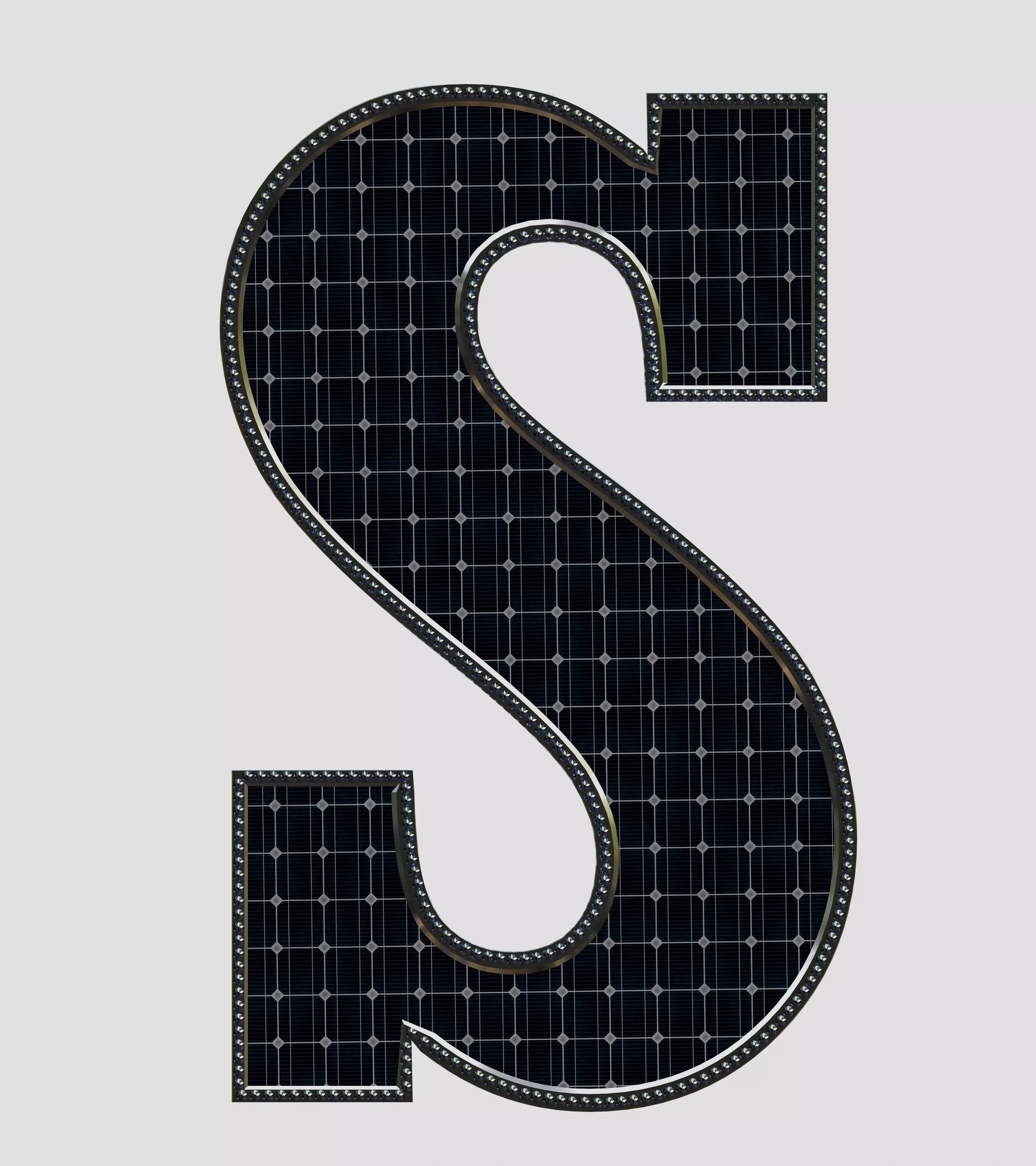 Solar Panel Letter - S 3D model_0
