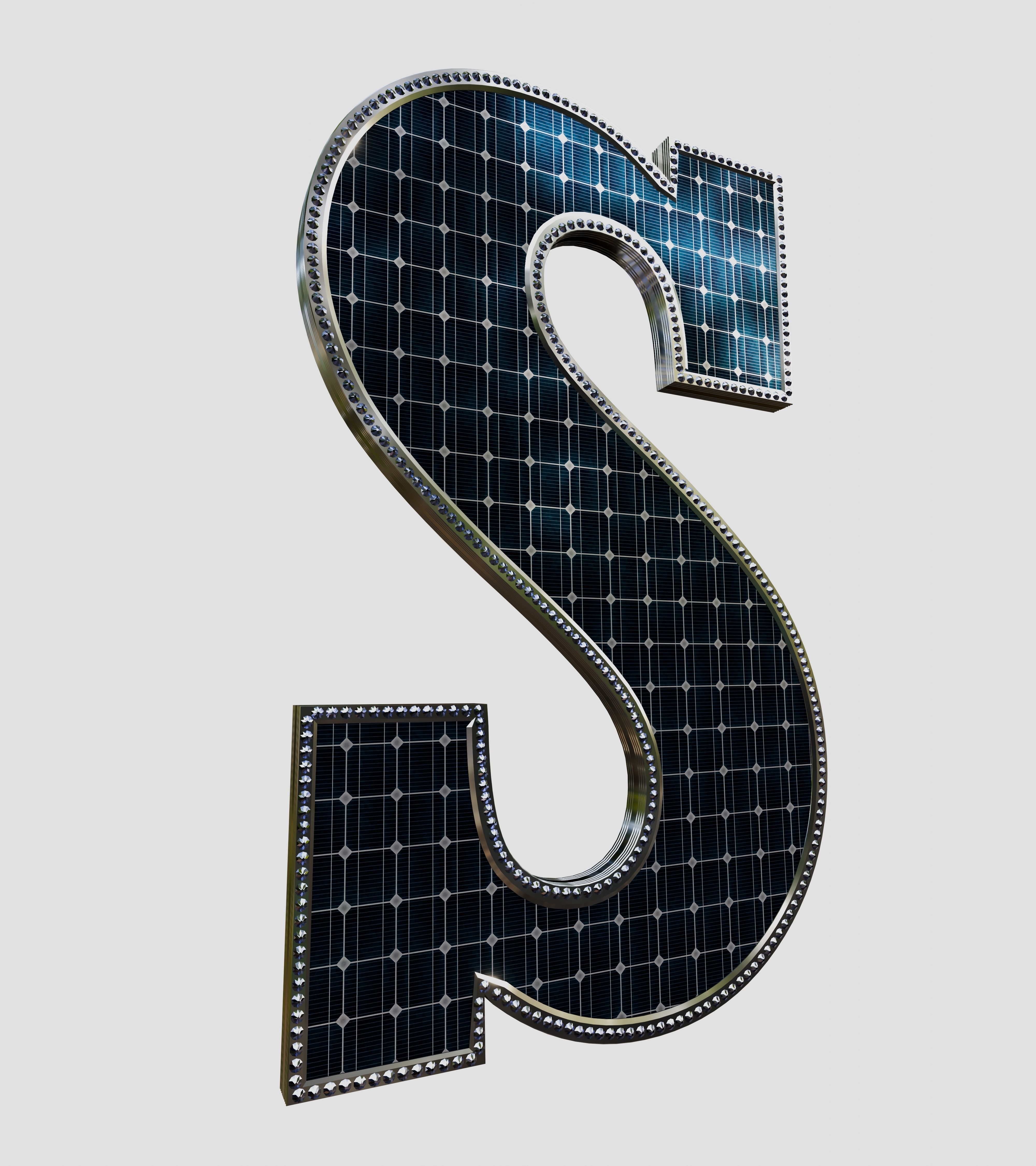 Solar Panel Letter - S 3D model_4