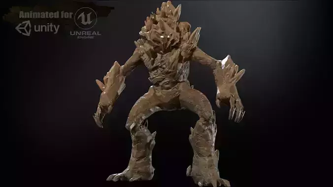 Stone Guardian Low-poly 3D model