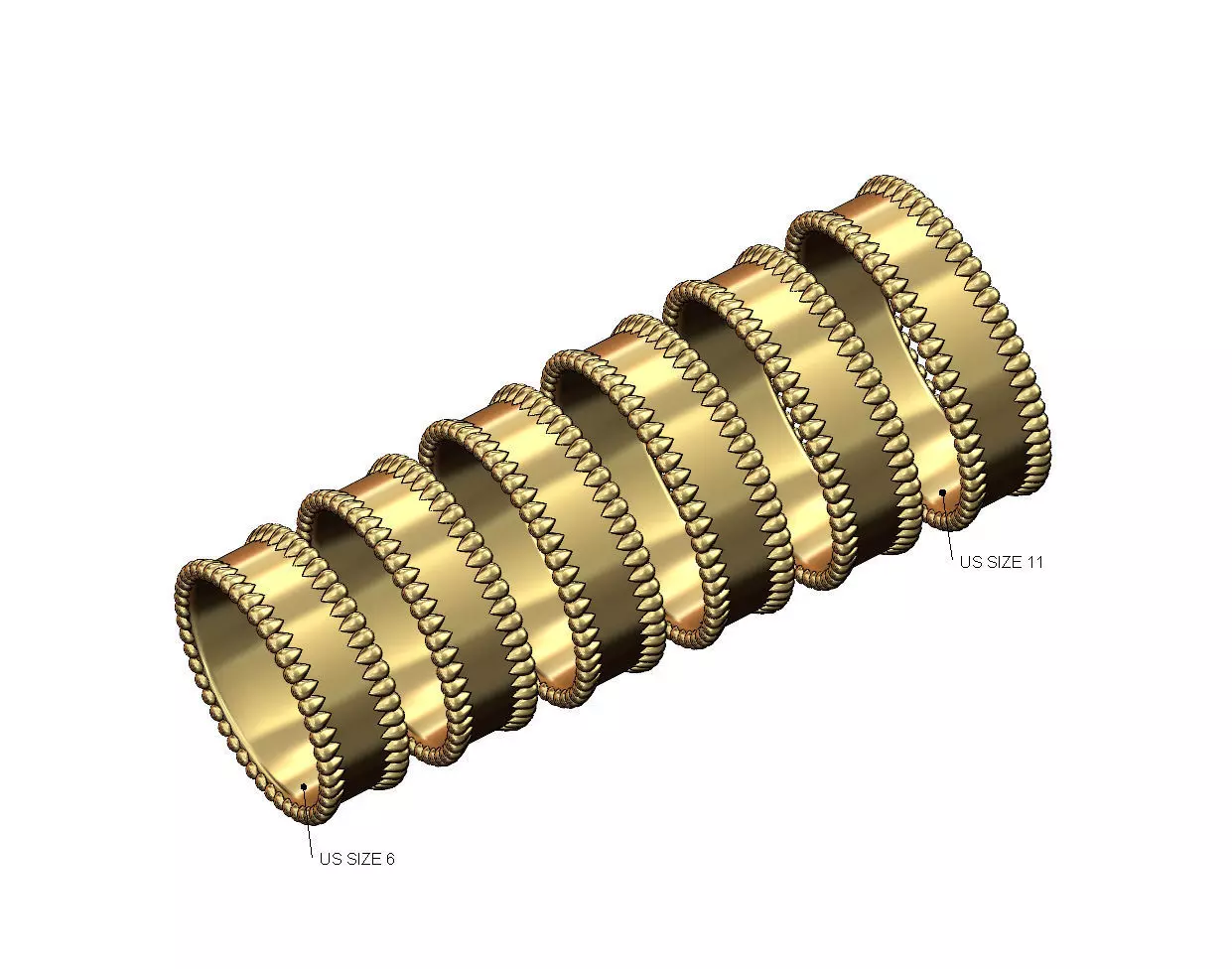 Teardrop pattern sides band US sizes 6to11 3D print model