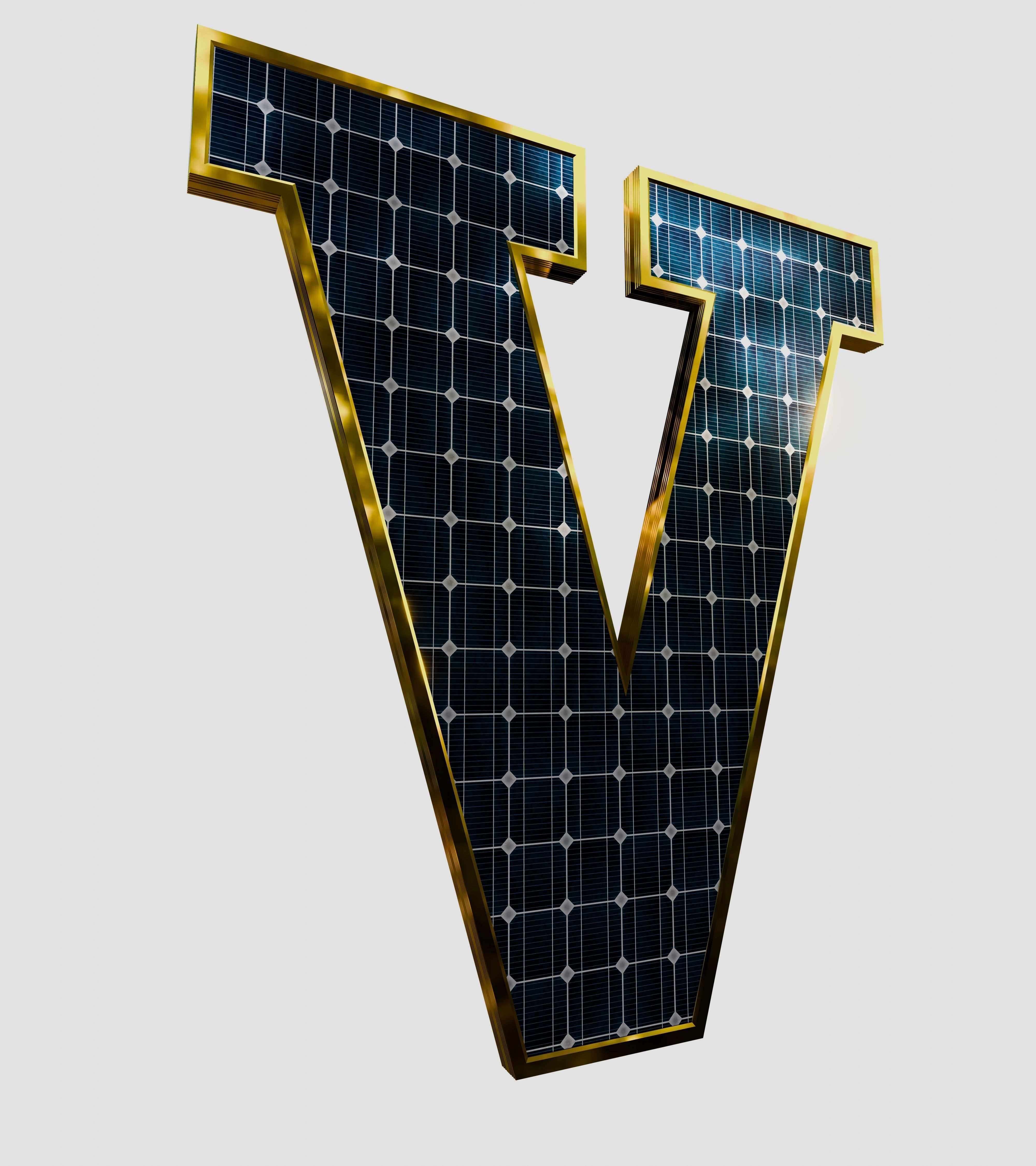 Solar Panel Letter - V 3D model_9