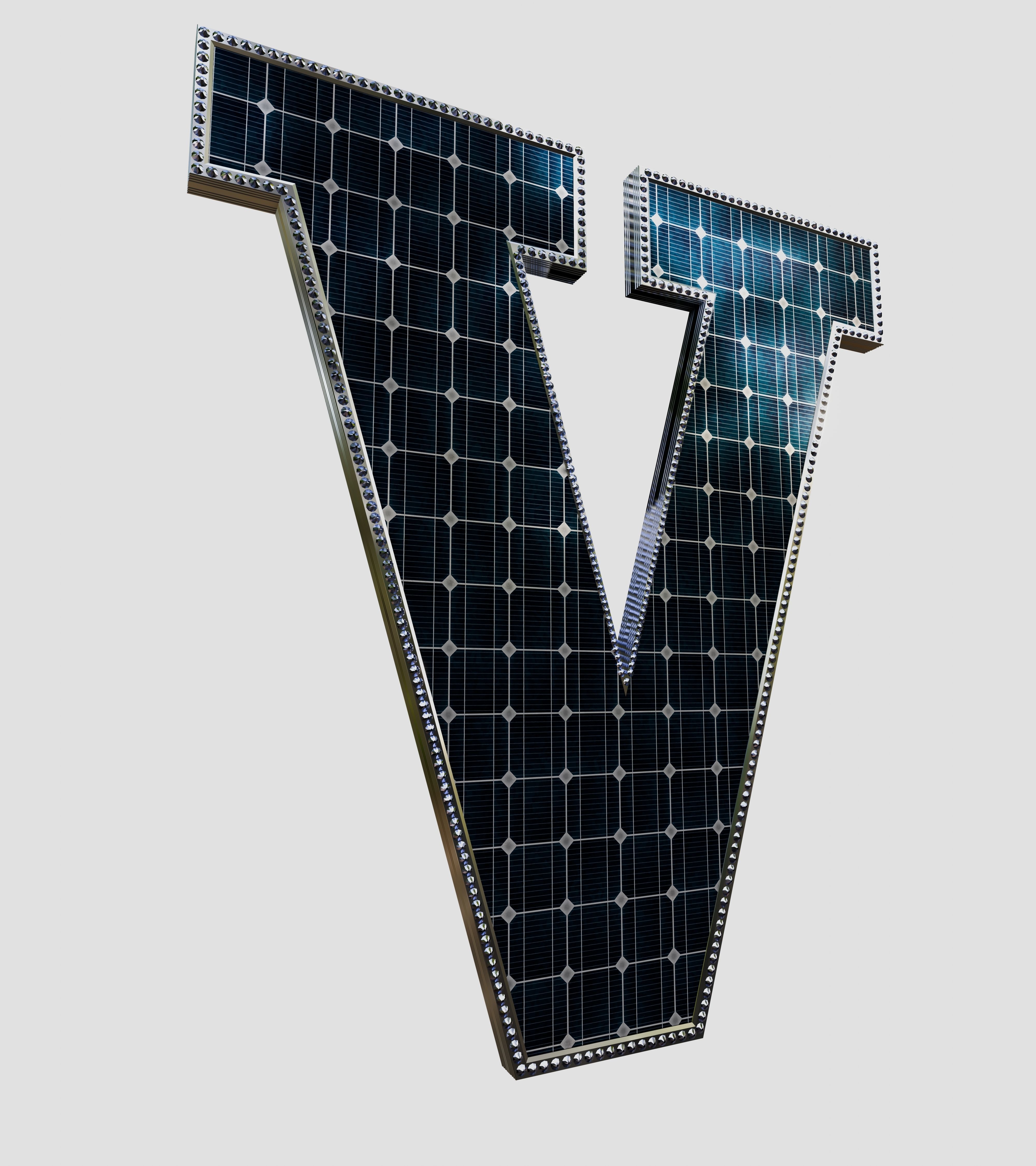 Solar Panel Letter - V 3D model_4