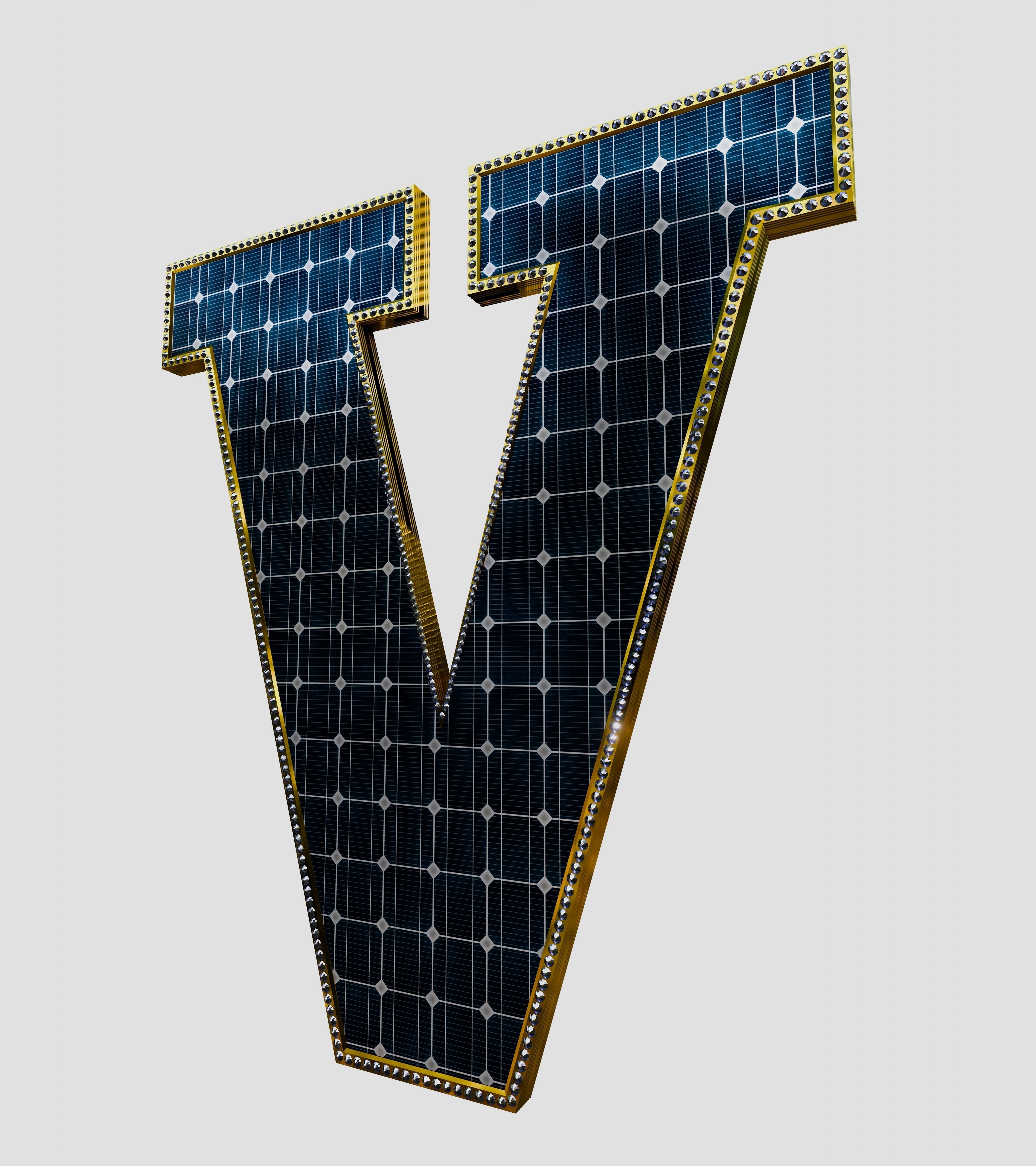 Solar Panel Letter - V 3D model_7