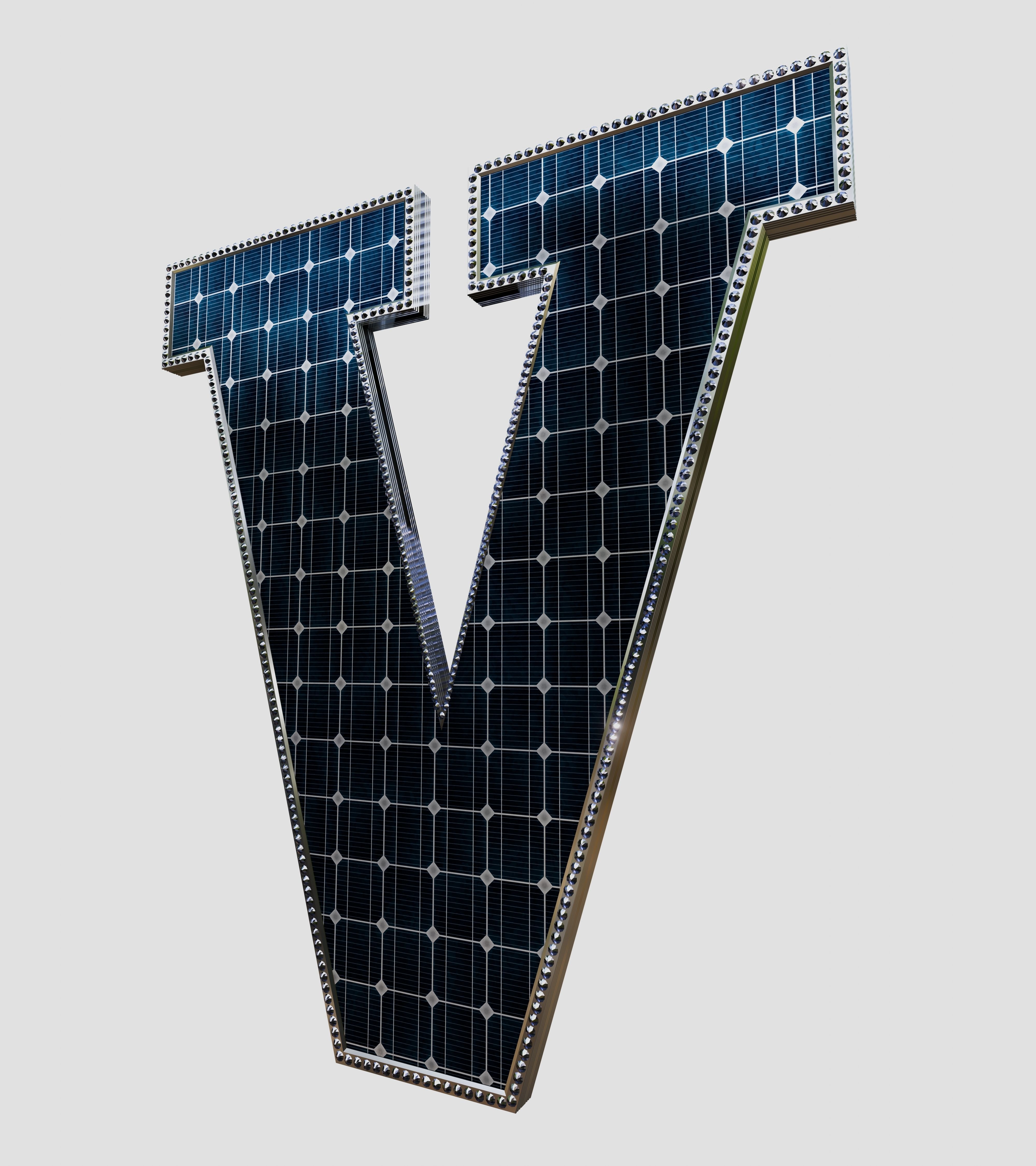 Solar Panel Letter - V 3D model_6