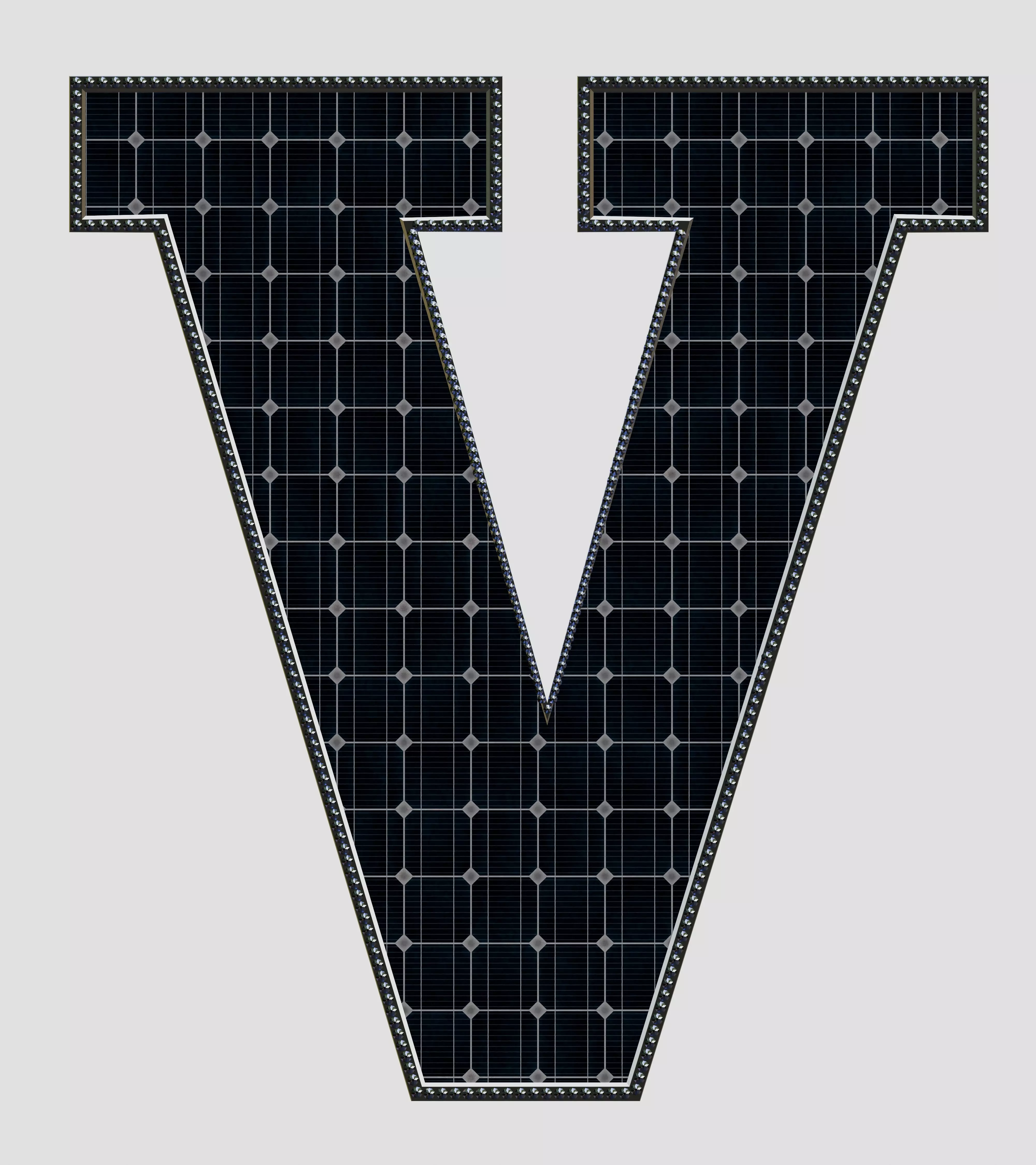 Solar Panel Letter - V 3D model_0