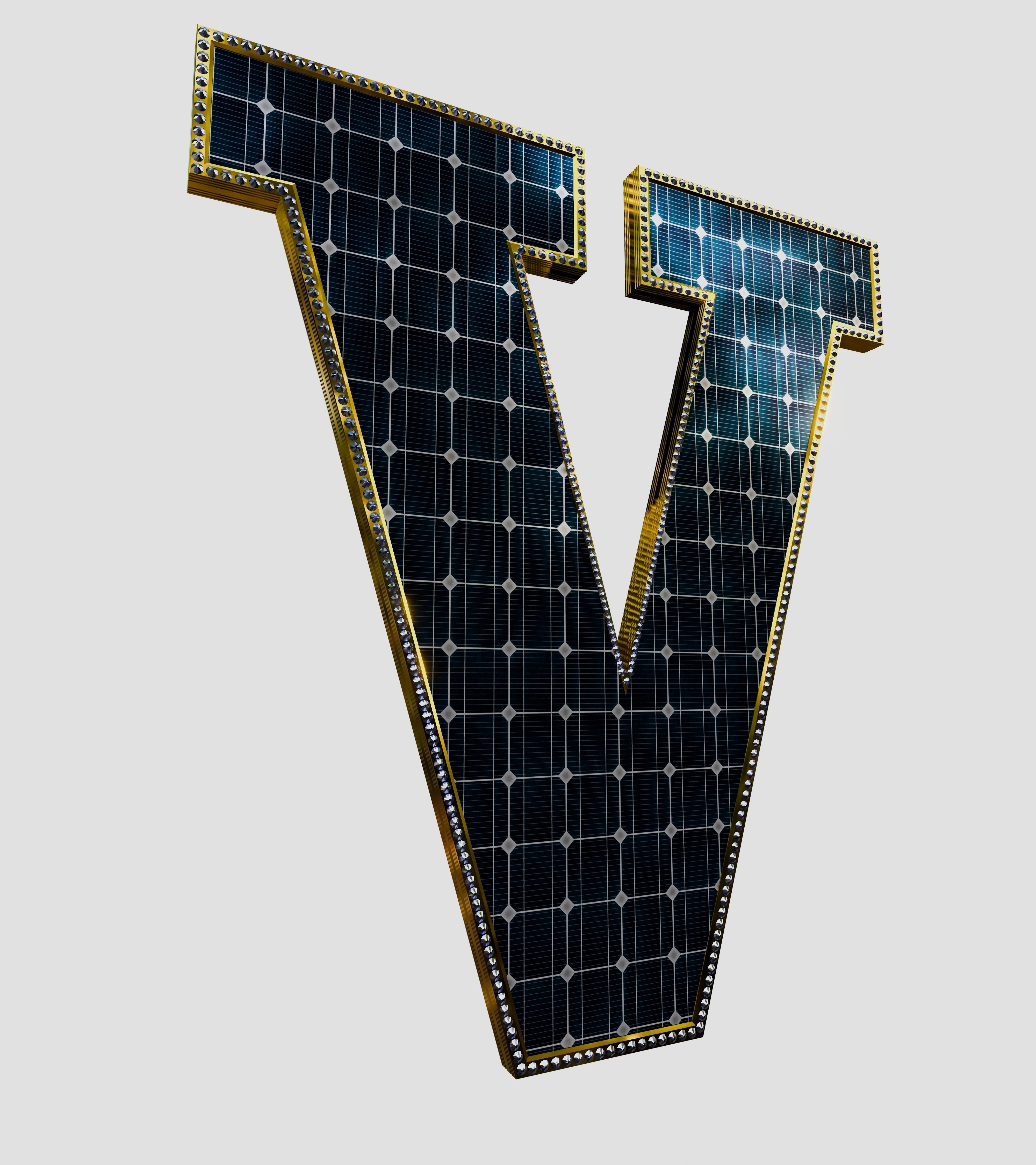 Solar Panel Letter - V 3D model_5