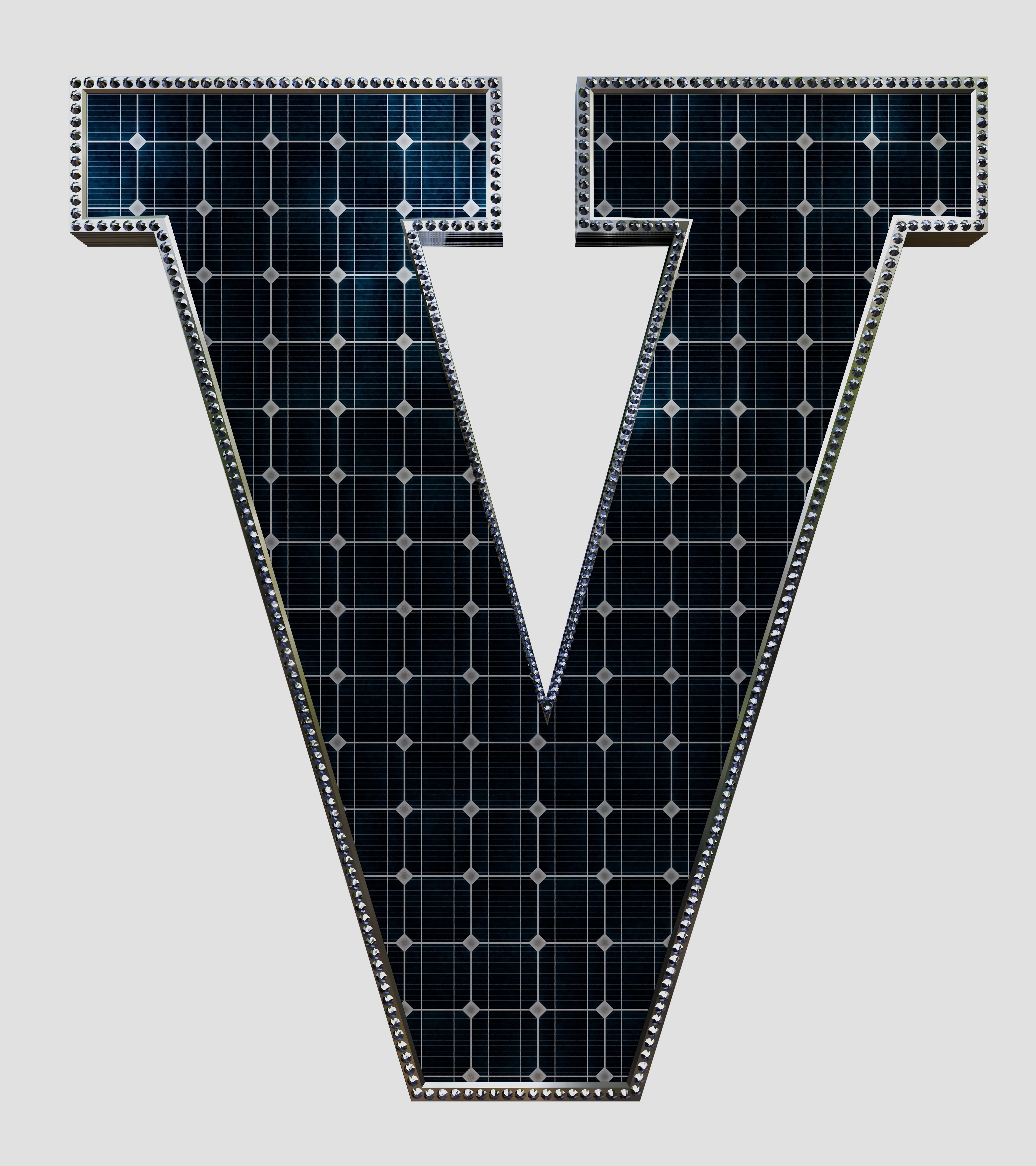 Solar Panel Letter - V 3D model_2