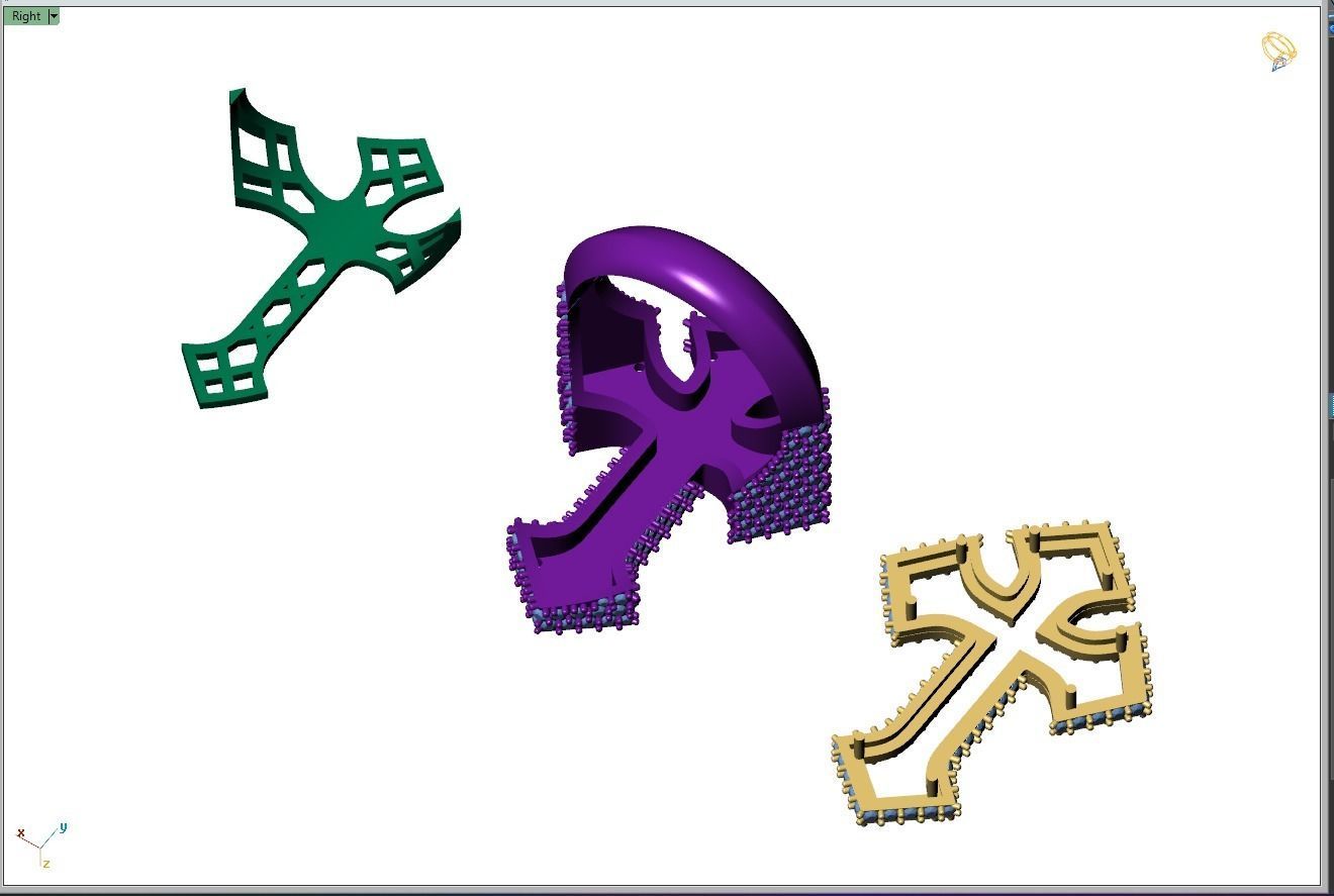 Custom Syriac Cross Diamond Ring - Crucifixion Cross Ring 3D print model_11