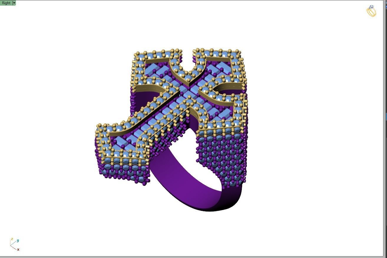 Custom Syriac Cross Diamond Ring - Crucifixion Cross Ring 3D print model_8