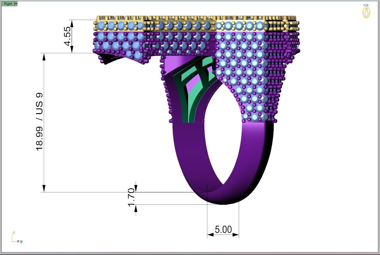 Custom Syriac Cross Diamond Ring - Crucifixion Cross Ring 3D print model_7