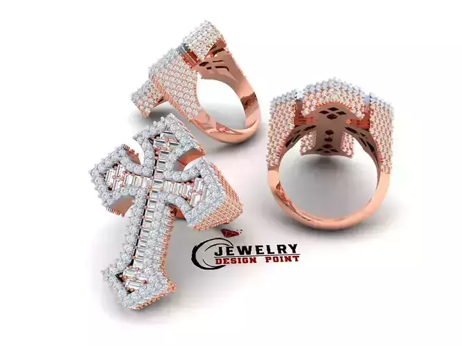 Custom Syriac Cross Diamond Ring - Crucifixion Cross Ring