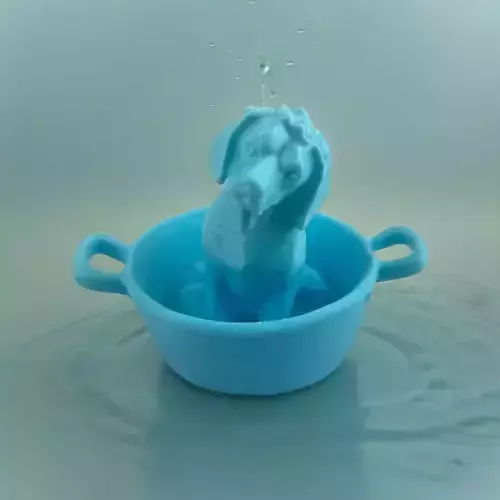 DOG TAKES A BATH 3D print model