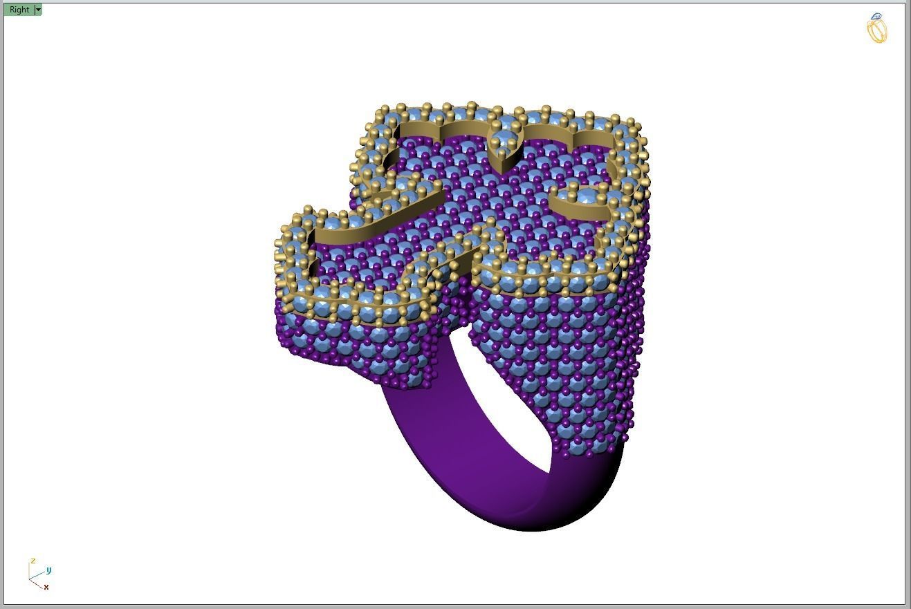 Custom Chrome Hearts Cross Diamond Ring - Crucifixion Cross Ring 3D print model_8