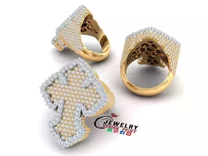 Custom Chrome Hearts Cross Diamond Ring - Crucifixion Cross Ring