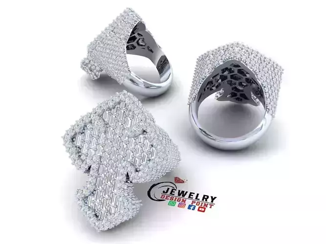 Custom Chrome Hearts Cross Diamond Ring - Crucifixion Cross Ring