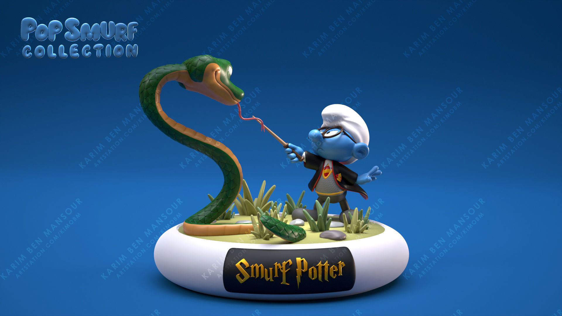 Smurf Potter from the pop SMurf collection 3D print model_1