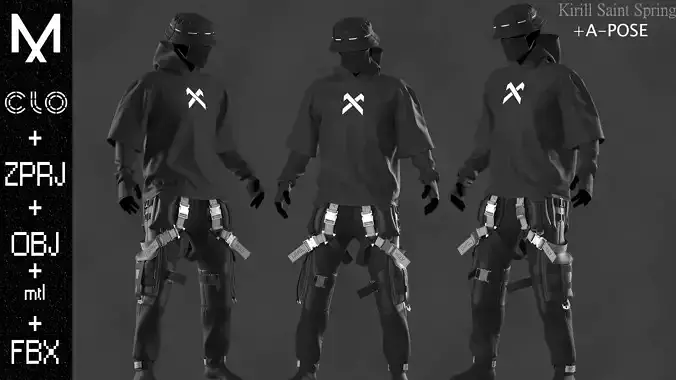  Character Outfit Marvelous designer Clo3d OBJ mtl FBX ZPRJ