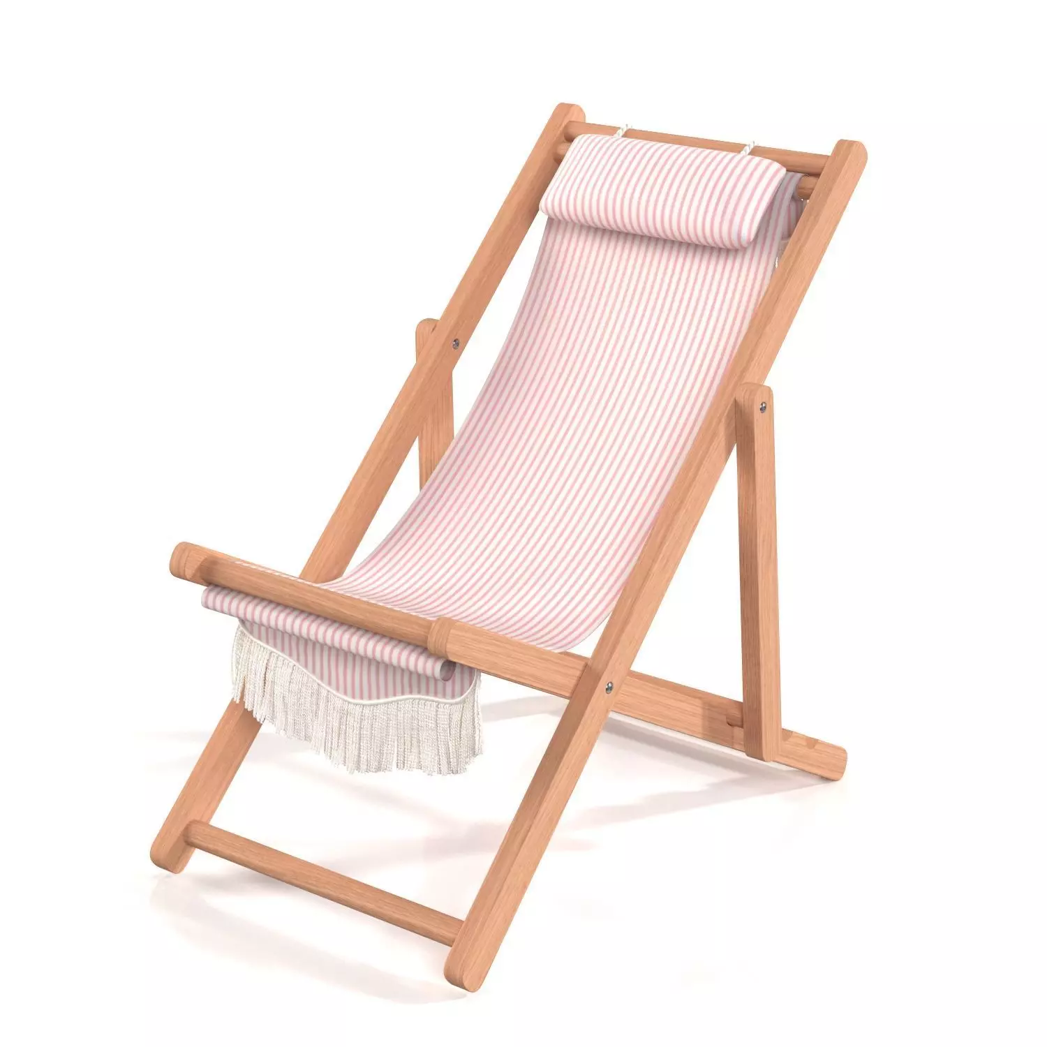 Solid Striped Canvas Garden Furniture Folding Beach Chair PBR 3D model