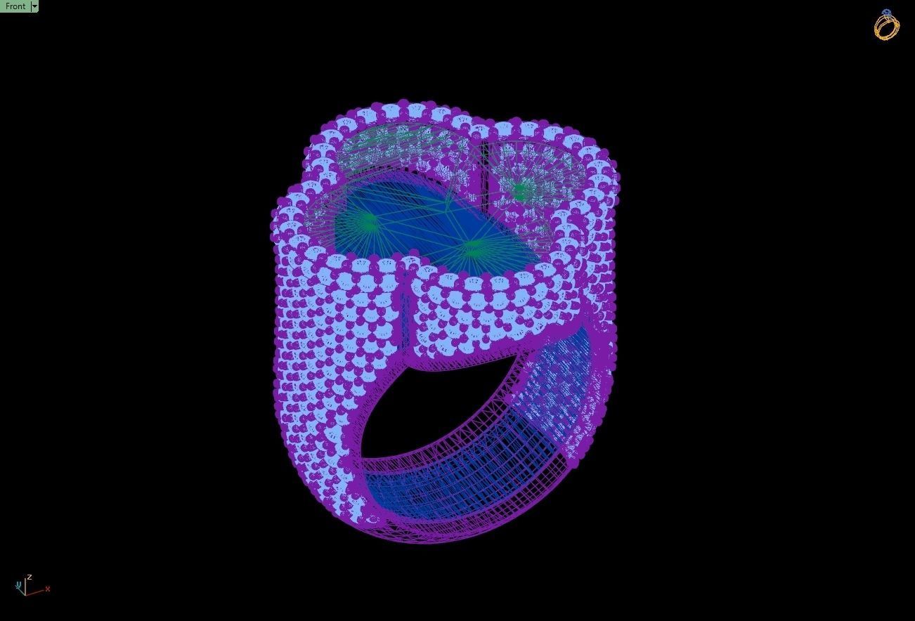 Custom Van Cleef Clover Enamel Ring - Bulgari Ring 3D print model_13