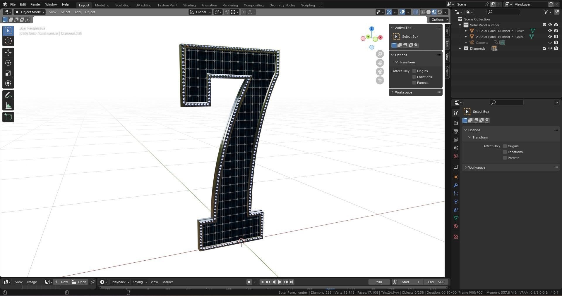 Solar Panel Number - 7 3D model_13