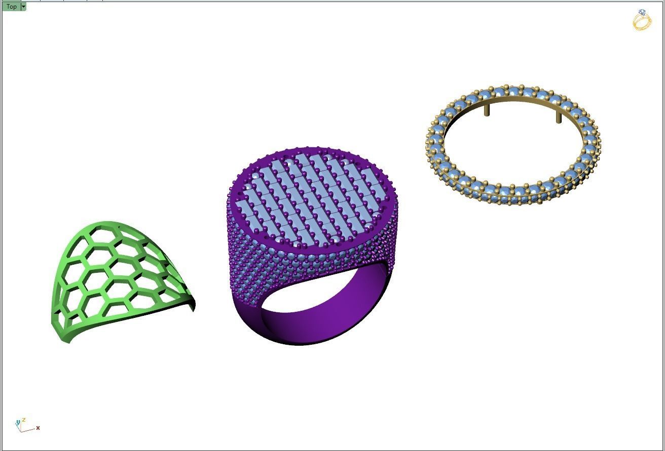 Custom Round Shape Halfway Begetters Diamond Setting Ring  3D print model_12