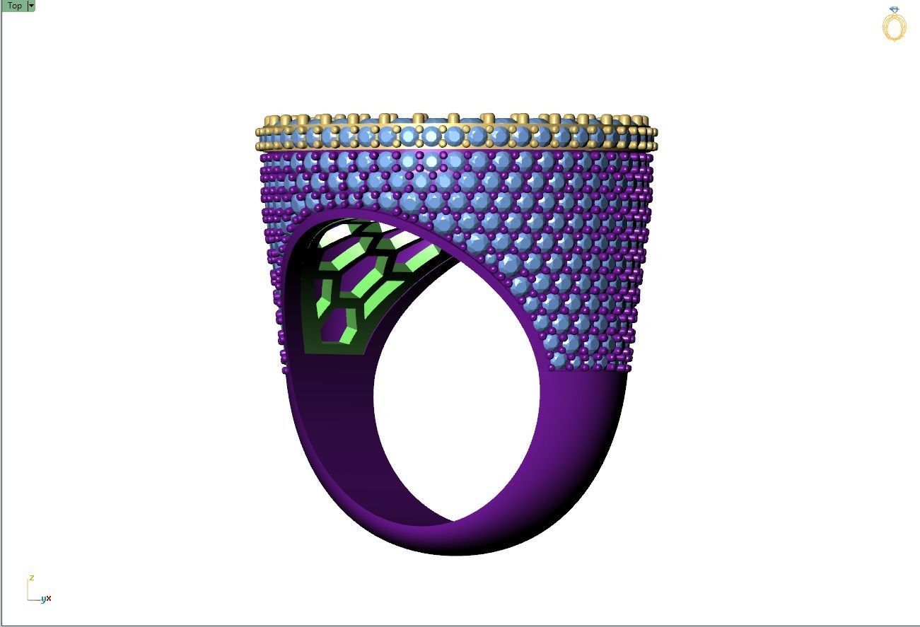 Custom Round Shape Halfway Begetters Diamond Setting Ring  3D print model_11