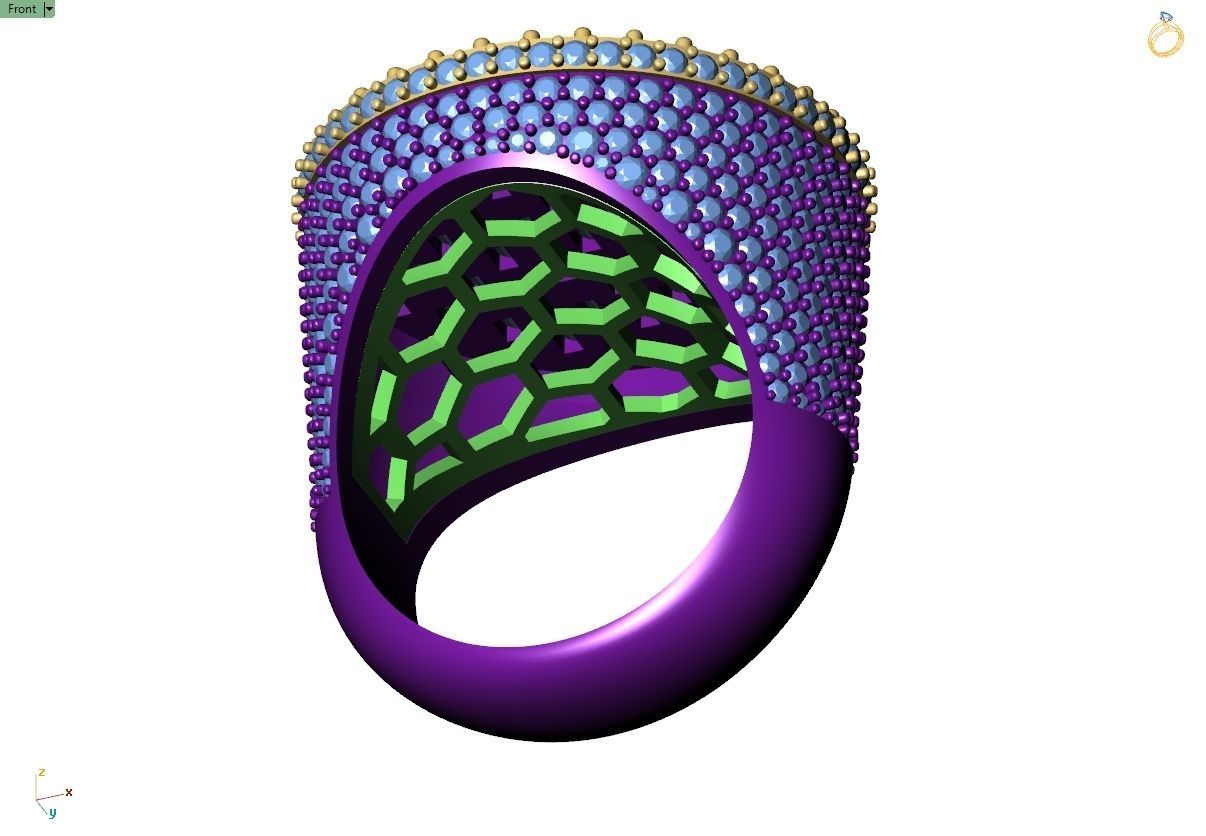 Custom Round Shape Halfway Begetters Diamond Setting Ring  3D print model_10