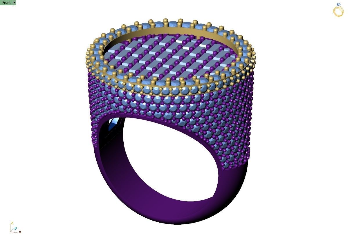 Custom Round Shape Halfway Begetters Diamond Setting Ring  3D print model_9