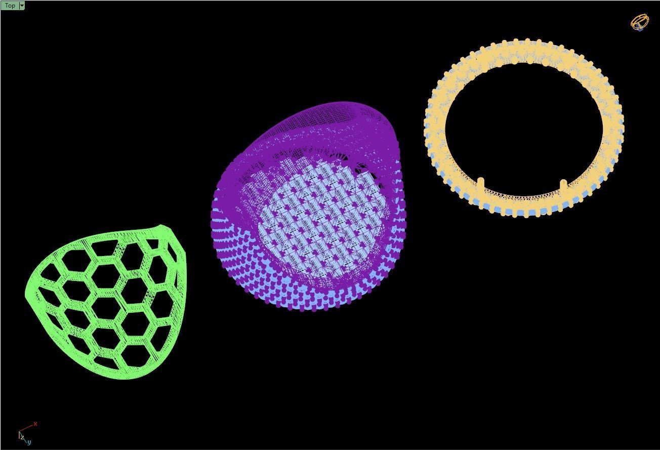 Custom Round Shape Halfway Begetters Diamond Setting Ring  3D print model_14