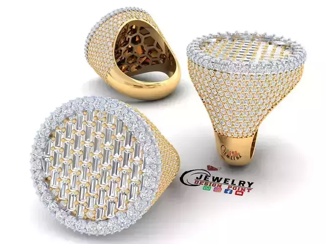 Custom Round Shape Halfway Begetters Diamond Setting Ring 