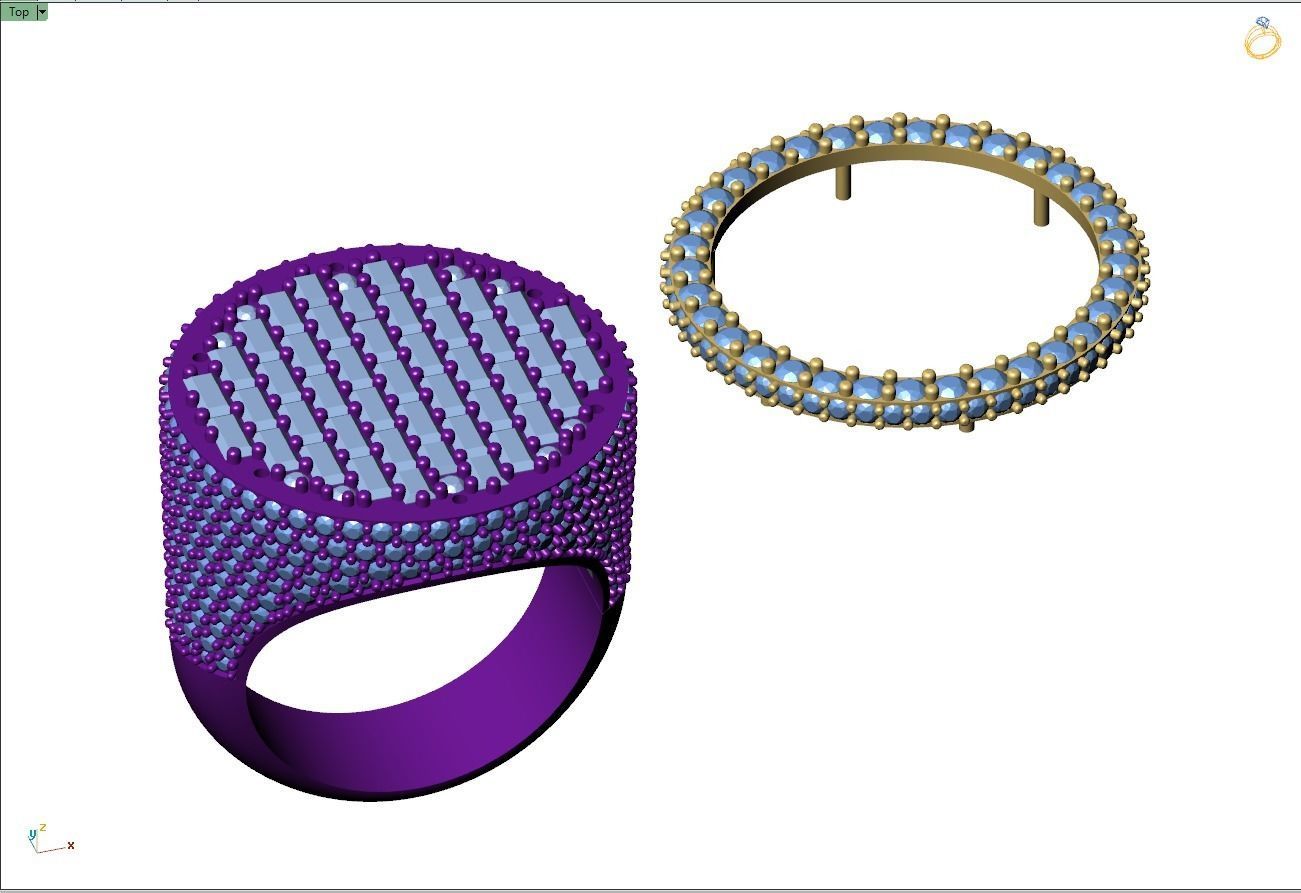 Custom Round Shape Halfway Begetters Diamond Setting Ring  3D print model_8