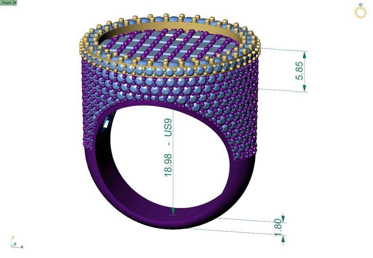 Custom Round Shape Halfway Begetters Diamond Setting Ring  3D print model_7