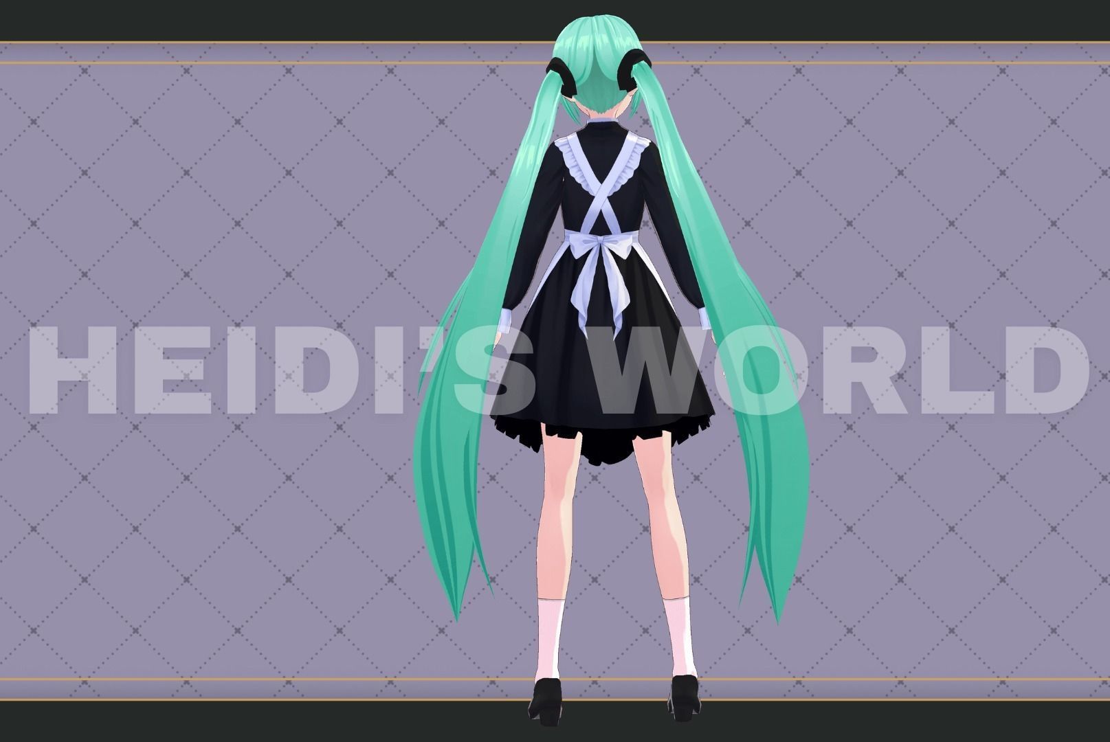 Vroid Beautiful 3D Female Maid Miku Vtuber Model Avatar 3D model 3D model_6