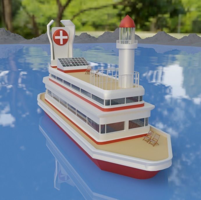 3d ship Low-poly 3D model_2