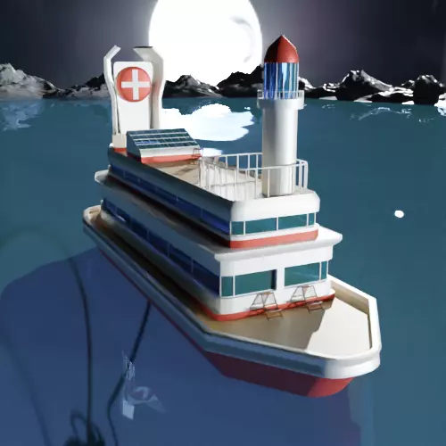 3d ship Low-poly 3D model_0