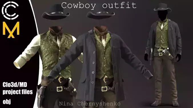 Cowboy outfit - Marvelous Designer project and OBJ